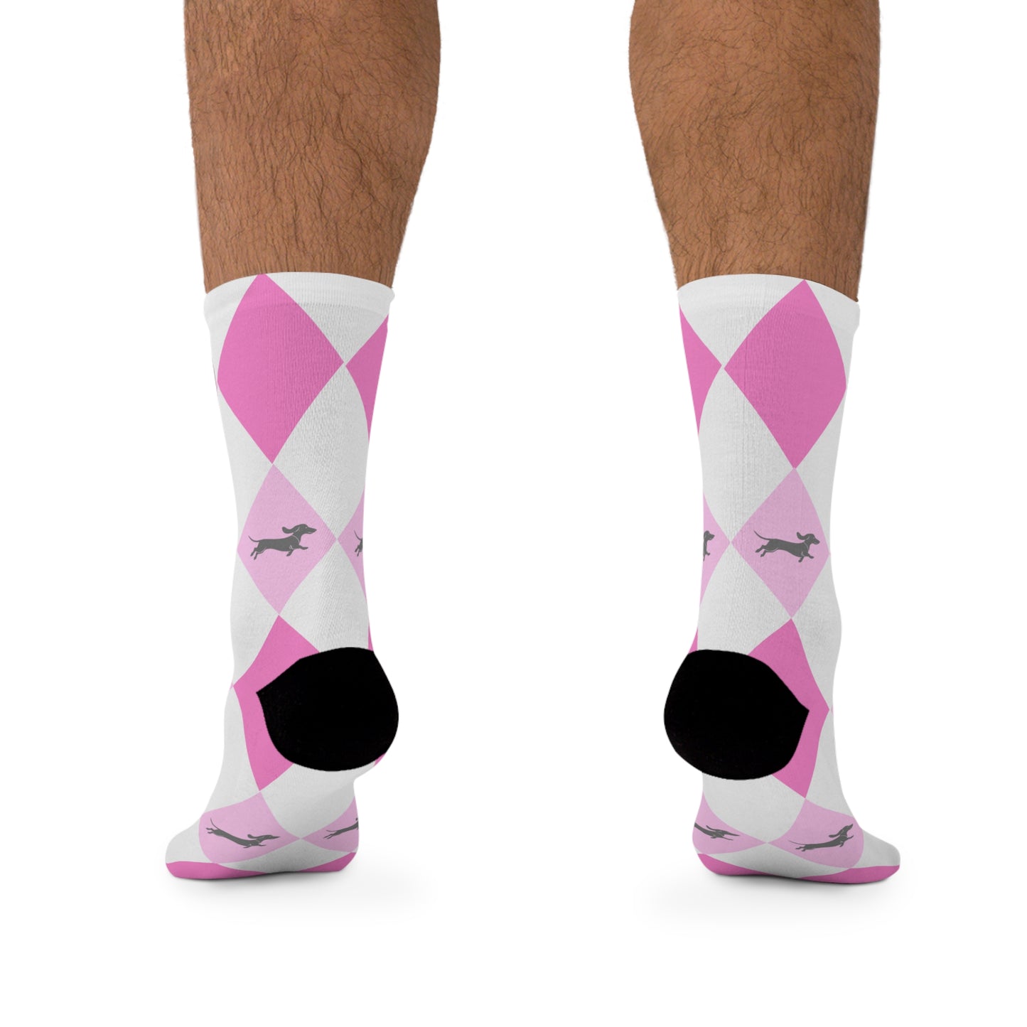 pink argyle socks with dachshunds - eco-friendly