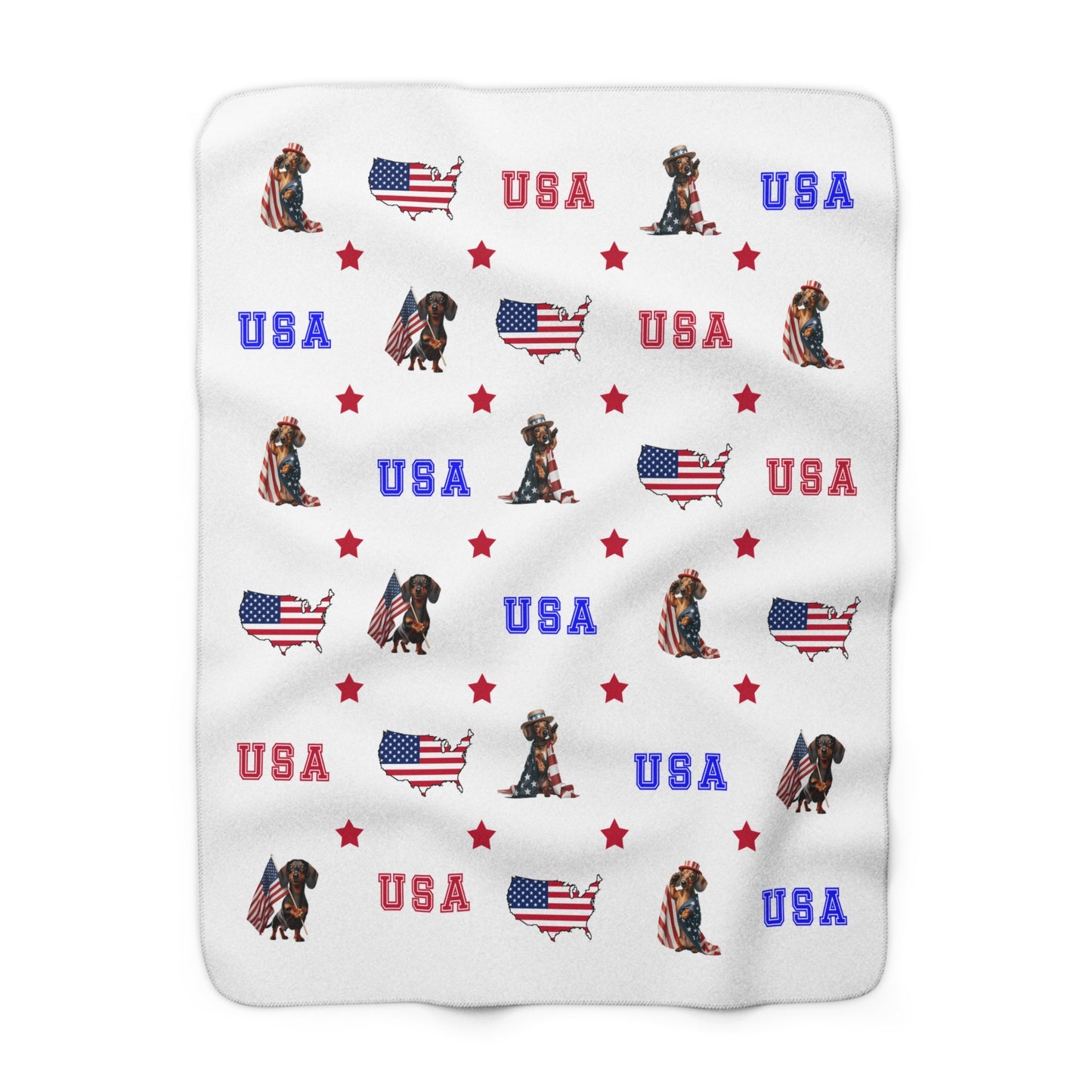 5x60" Patriotic Dachshund Sherpa Fleece Throw Blanket