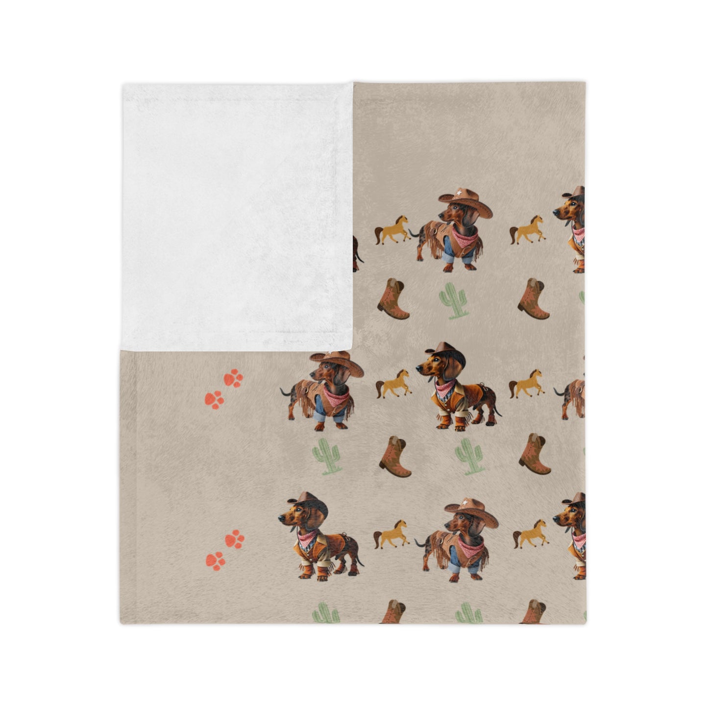 cowboy dachshund velveteen micorfiber throw pillow