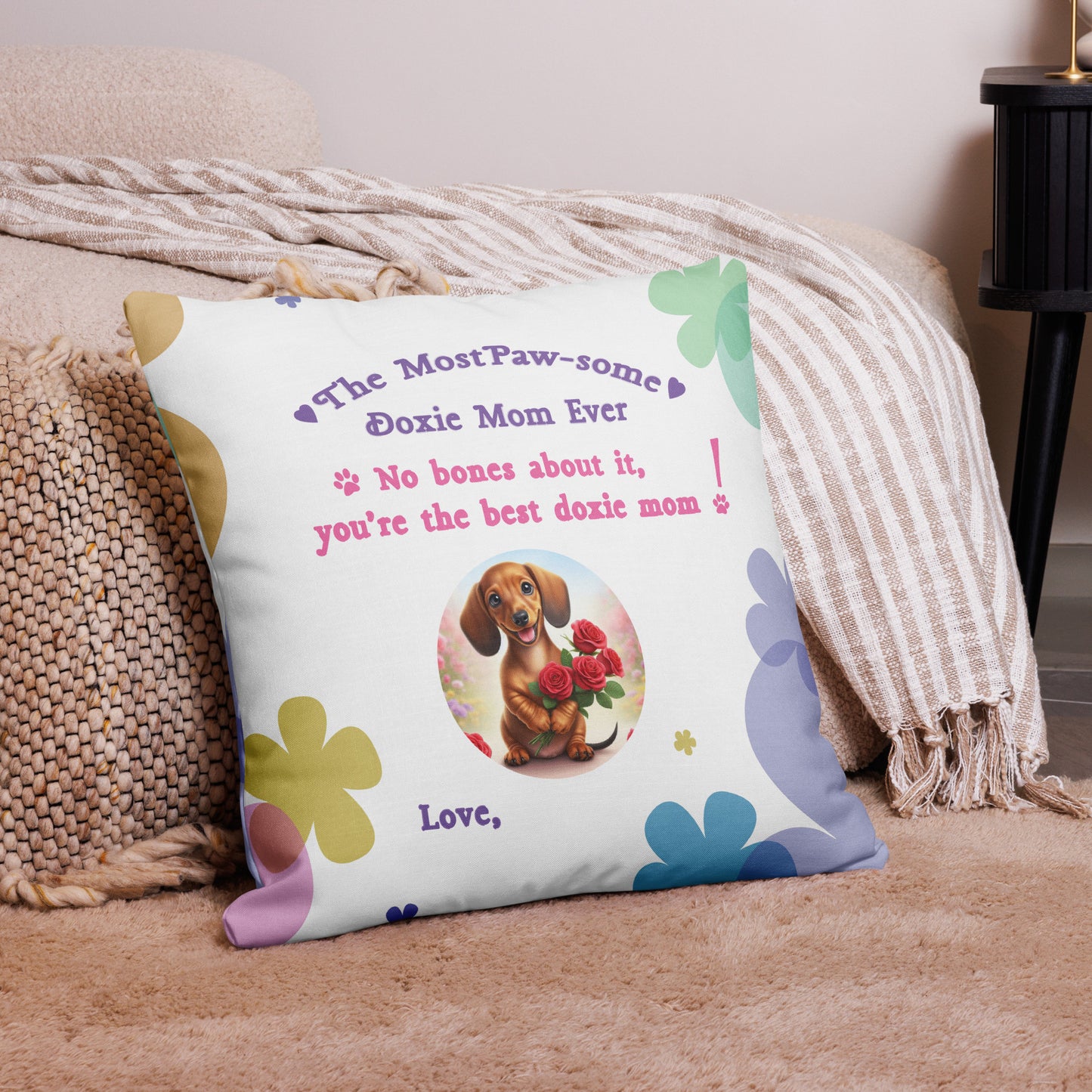 22x22" Personalized Doxie Mom pillow