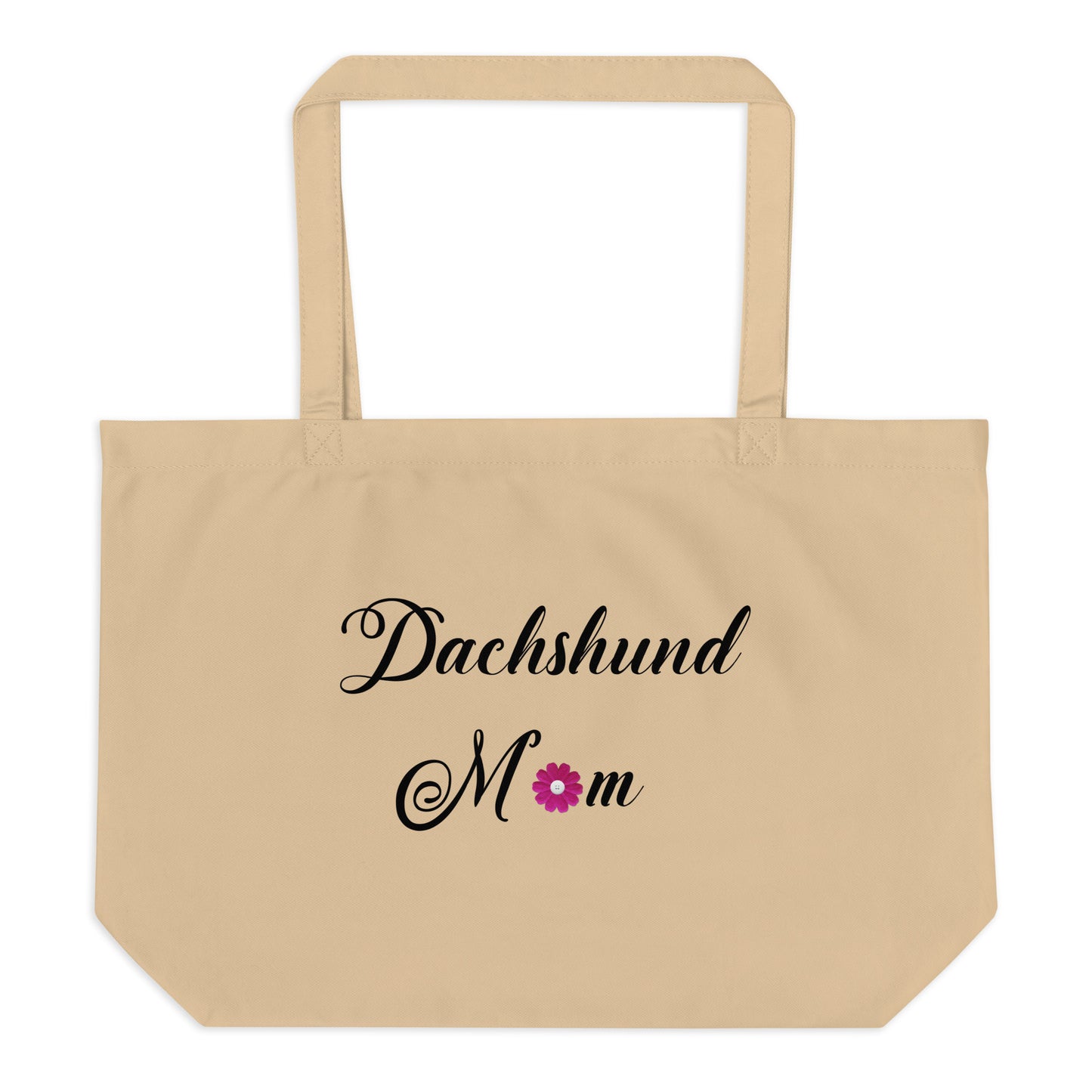 large organic cotton tote bag - Dachshund Mom - tan mockup