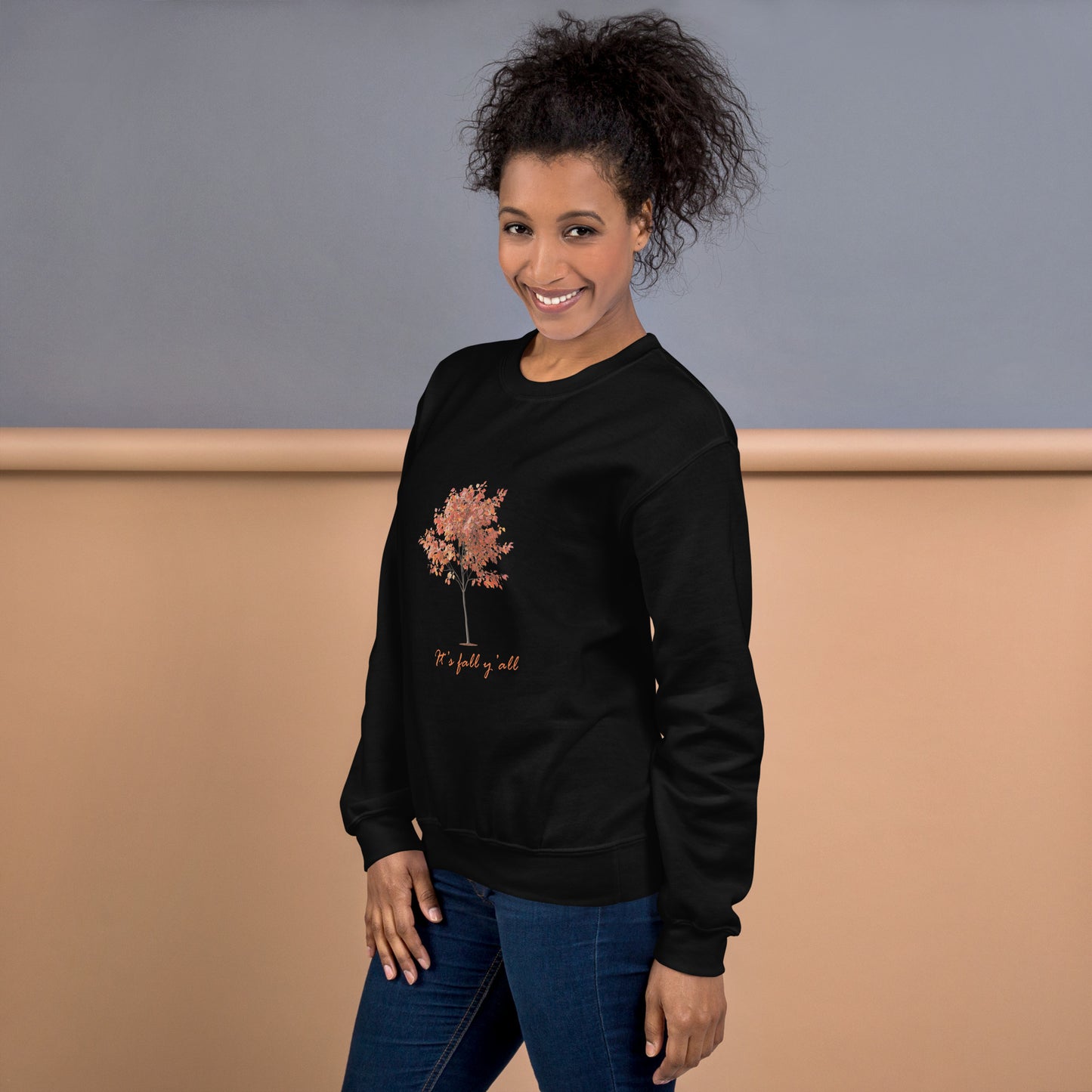 Black It's fall y'all autumn tree unisex sweatshirt