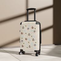 Brown linen with dachshunds graphic carry-on suitcase