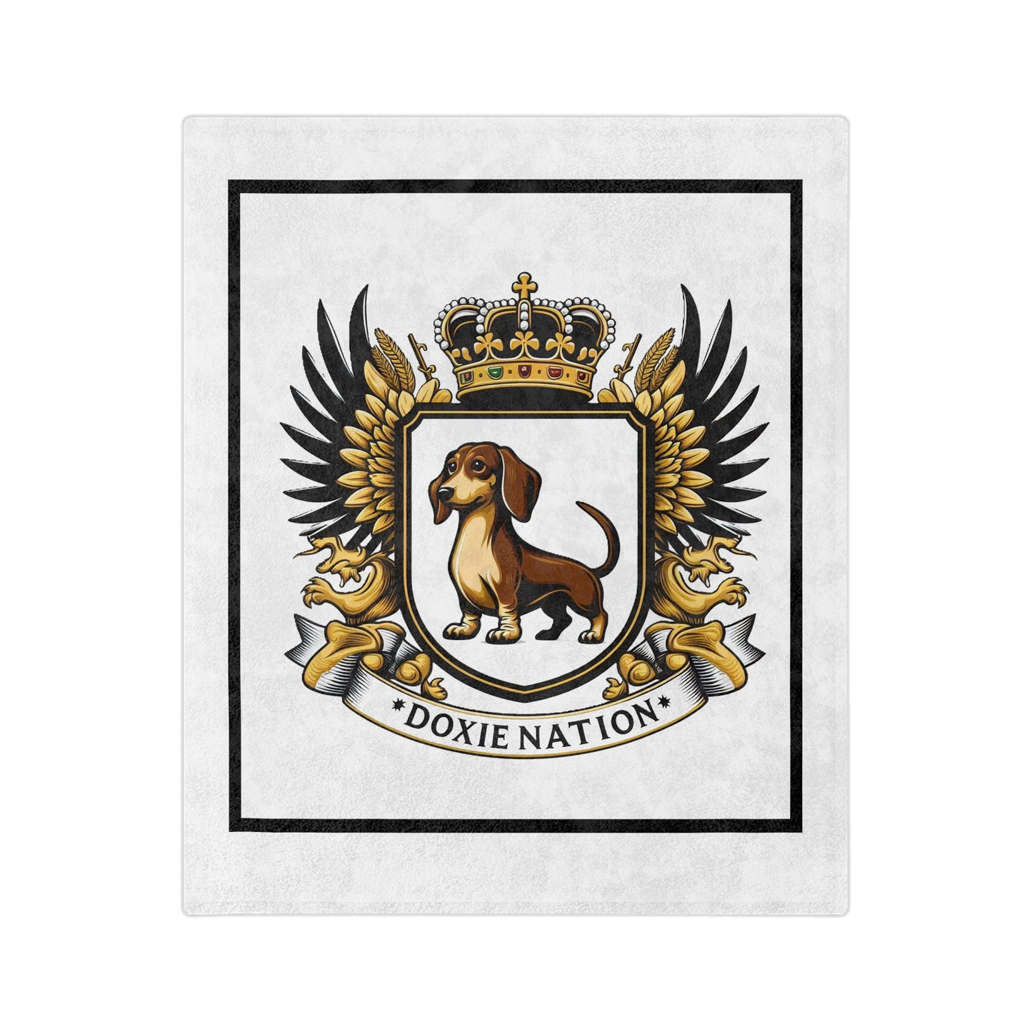 doxie nation coat of arms microfiber throw blanket