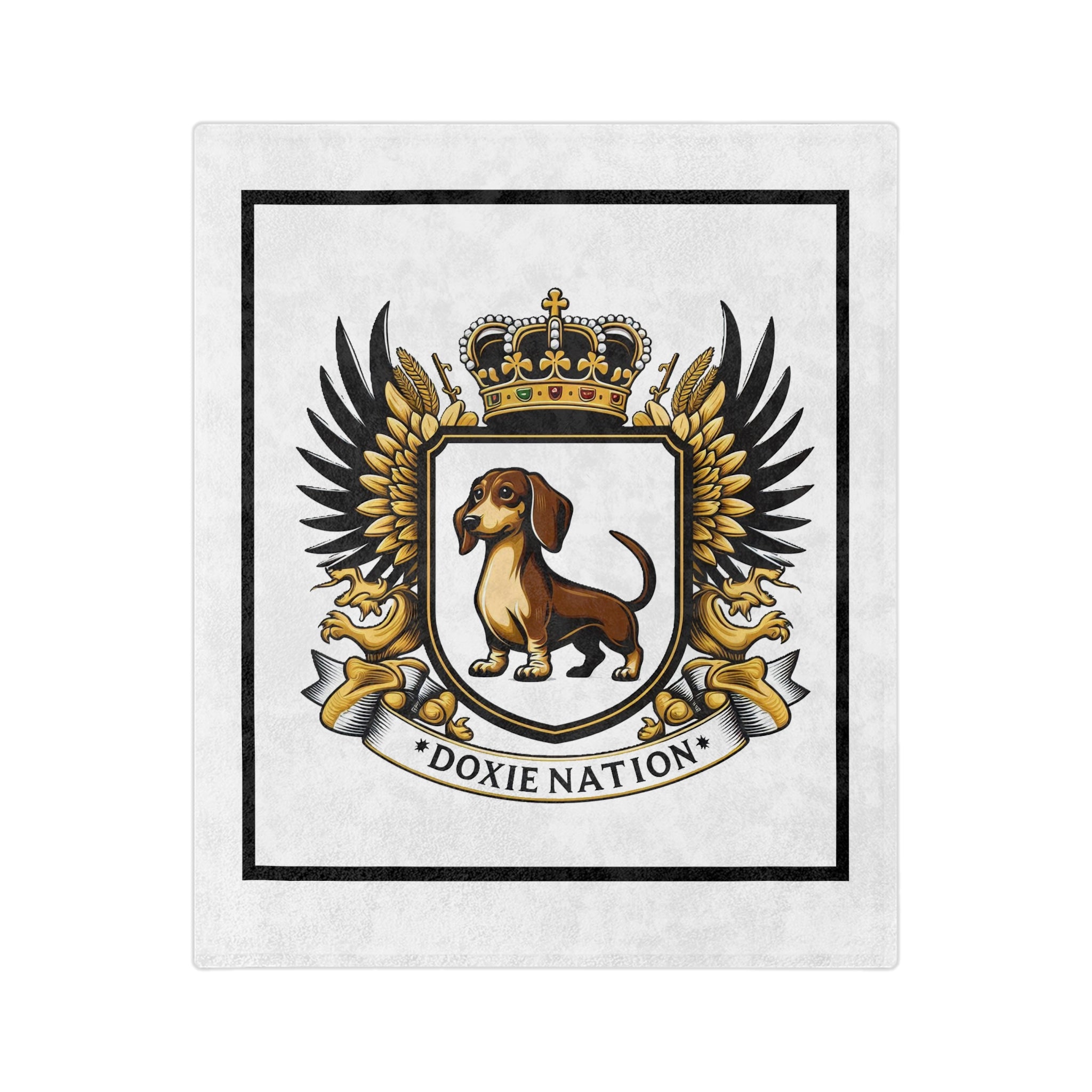 doxie nation coat of arms microfiber throw blanket