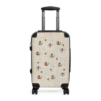 Brown linen with dachshunds graphic carry-on suitcase