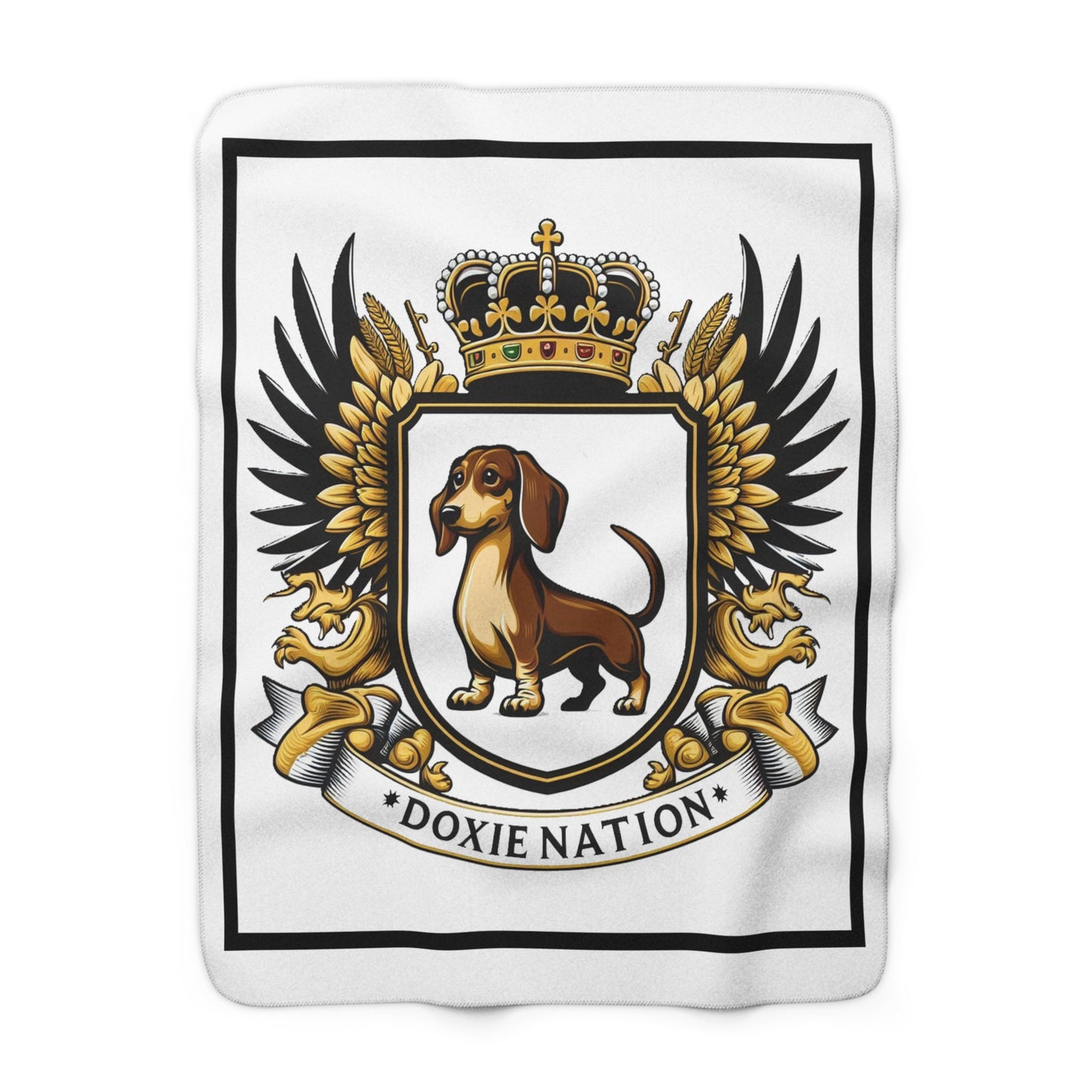 Doxie Nation Coat of Arms 50x60" Sherpa throw blanket