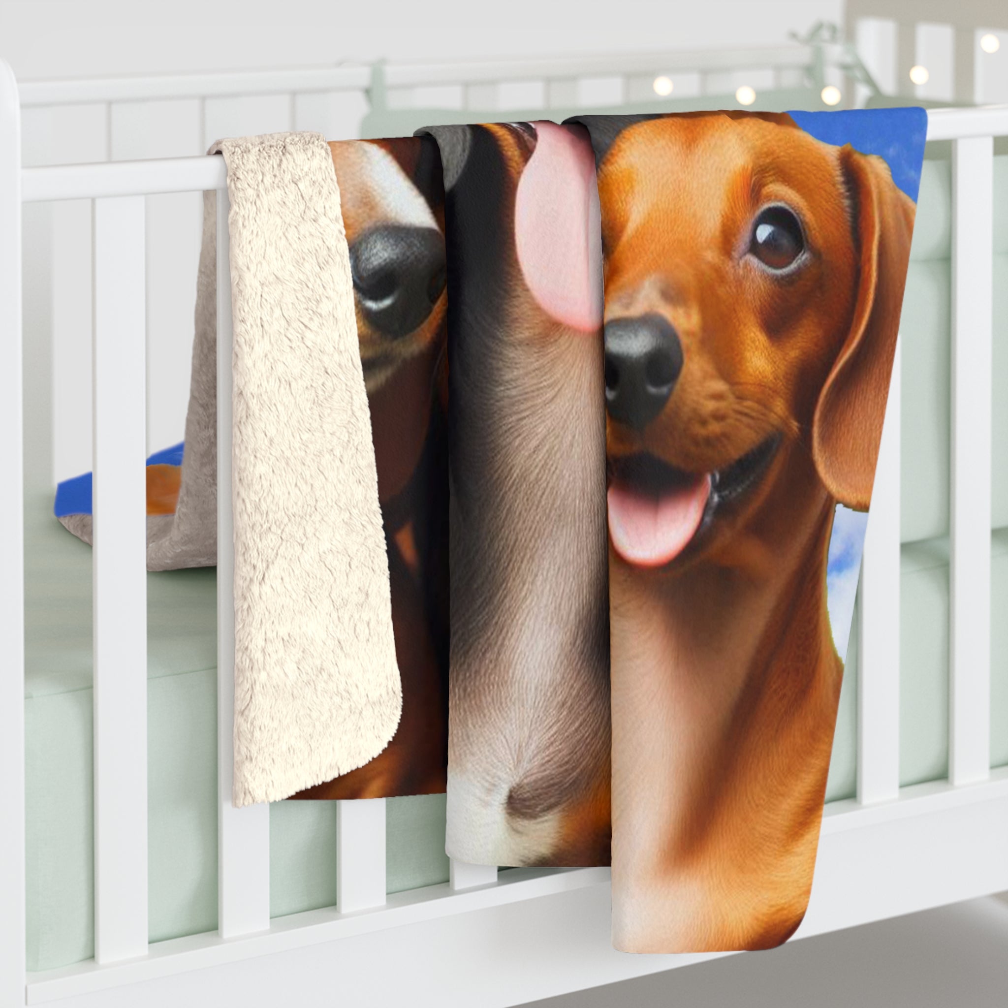 50x60  Dachshund Selfie Sherpa Fleece Blanket