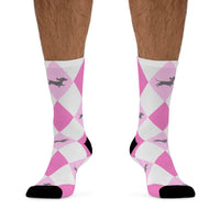 pink argyle socks with dachshunds - eco-friendly
