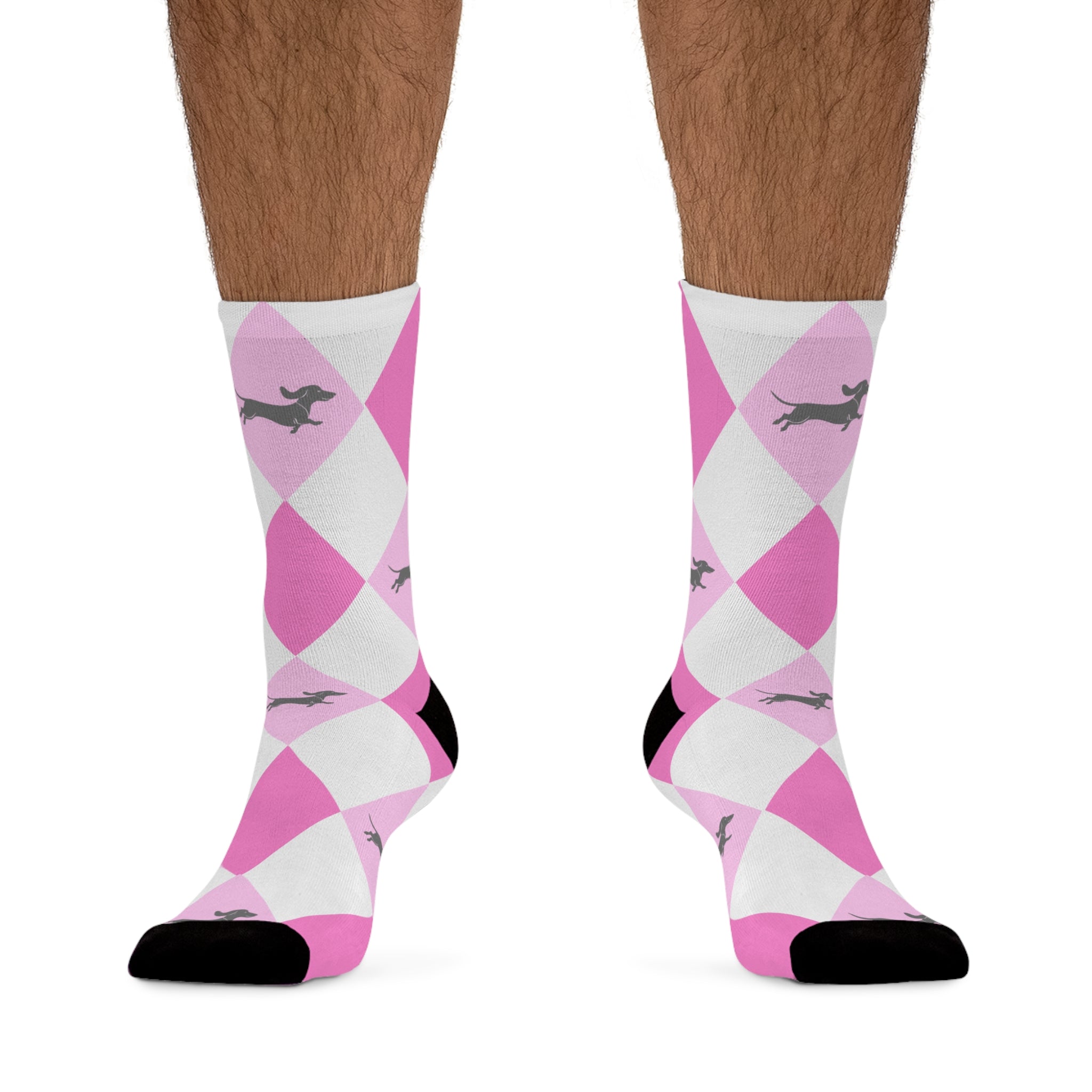 pink argyle socks with dachshunds - eco-friendly