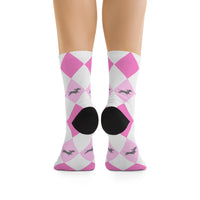 pink argyle socks with dachshunds - eco-friendly