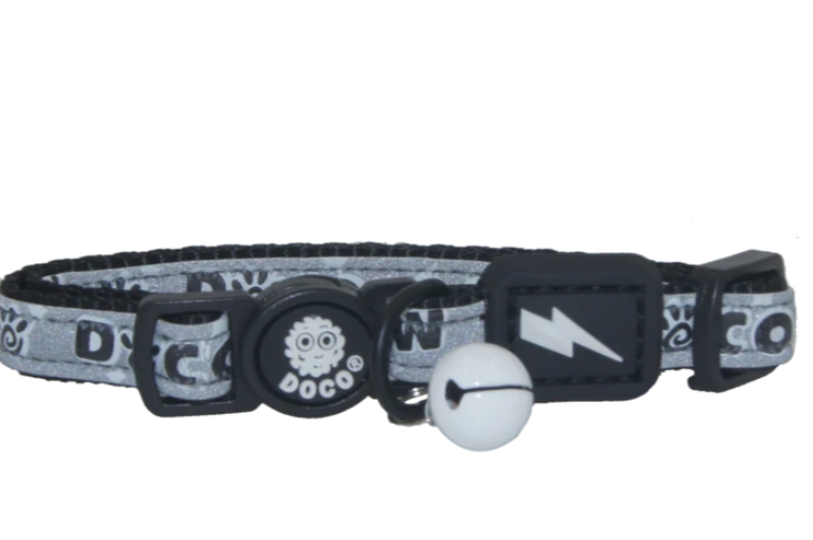 DOCO LOCO Reflective Cat collar with bell - black