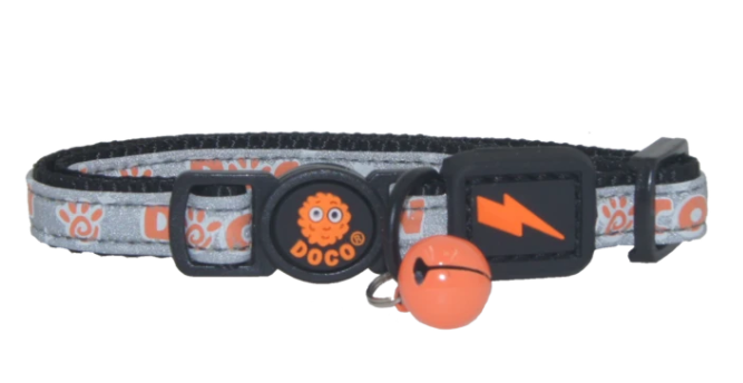 DOCO LOCO Reflective Cat collar with bell - orange