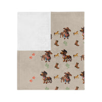 cowboy dachshund velveteen micorfiber throw pillow