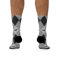 gray argyle socks with dachshunds - eco-friendly