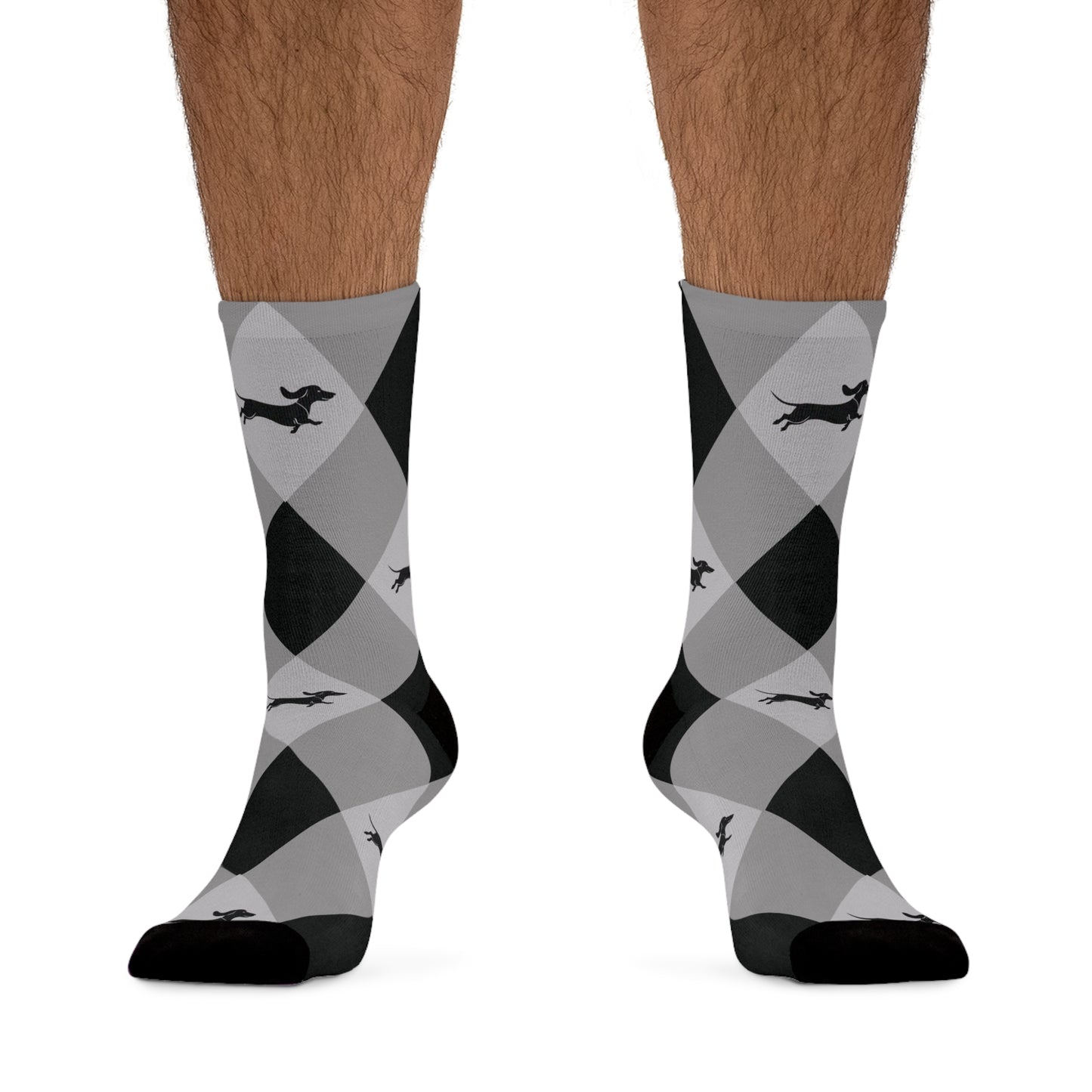 gray argyle socks with dachshunds - eco-friendly
