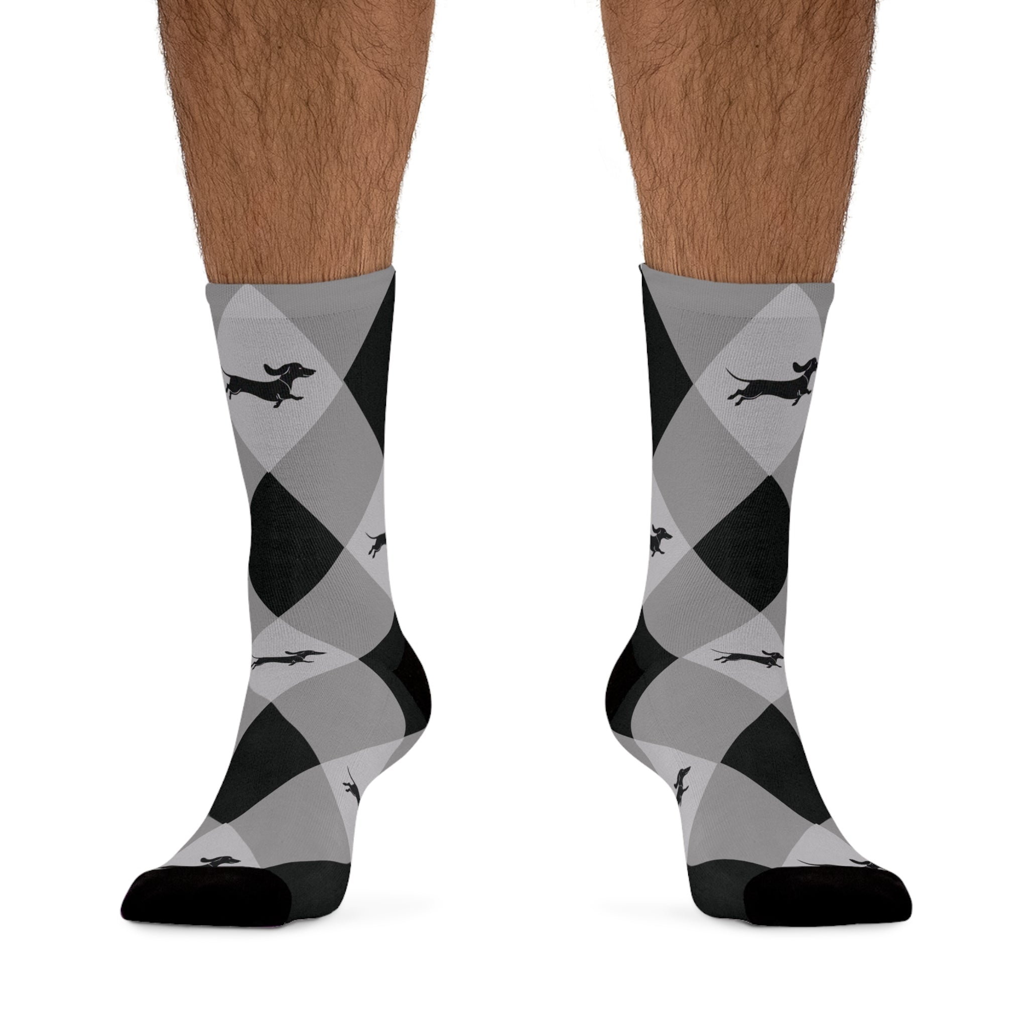 gray argyle socks with dachshunds - eco-friendly