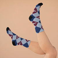 Navy blue argyle socks with dachshunds - eco-friendly