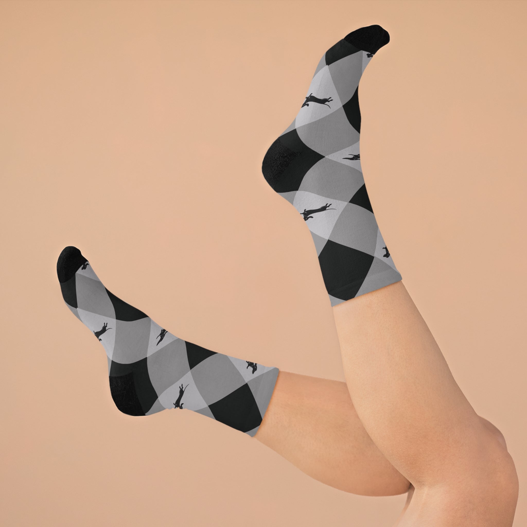 gray argyle socks with dachshunds - eco-friendly