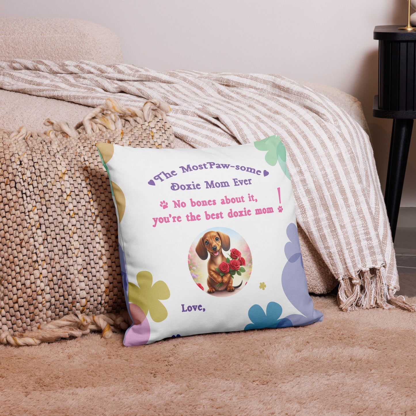 18x18" Personalized Doxie Mom pillow