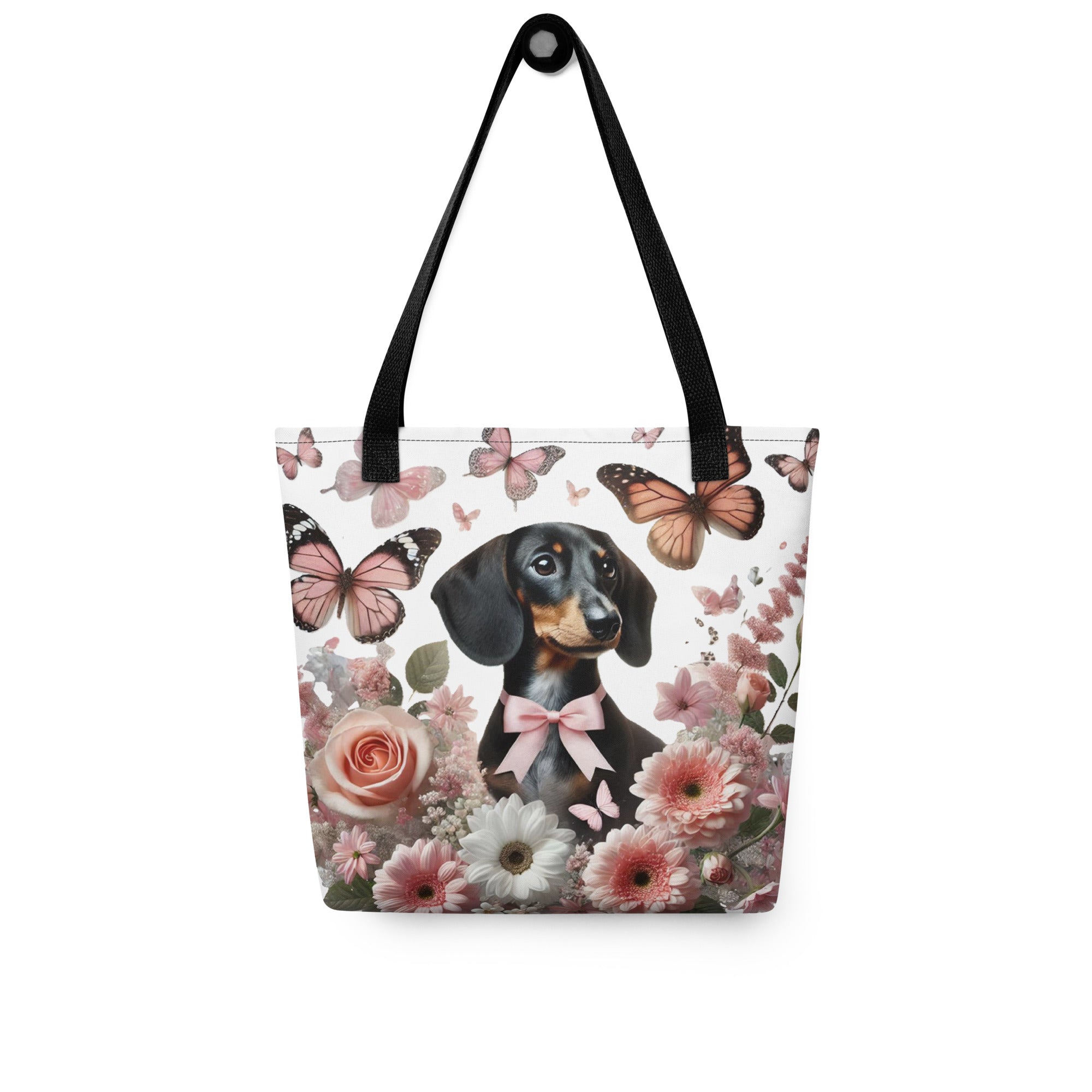 "Dachshund among flowers" tote bag