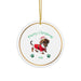 Ceramic Christmas Ornament with Dachshund in a Santa suit - 2025