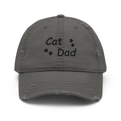 Adjustable Embroidered Distressed Hat for Cat Dads