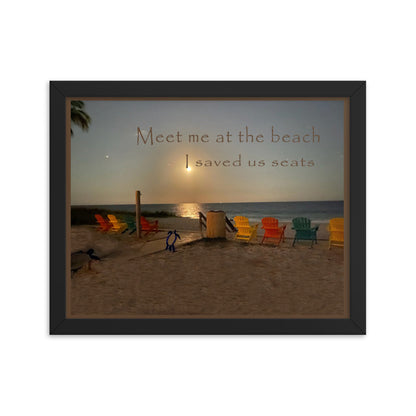 Moonrise over Ft. Lauderdale Beach Framed Wall Art - Wall Decor Poster