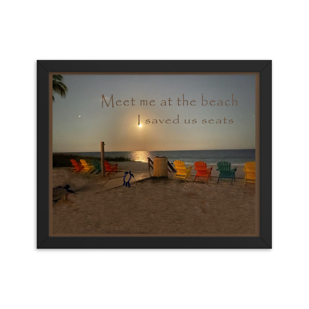 Moonrise over Ft. Lauderdale Beach Framed Wall Art - Wall Decor Poster