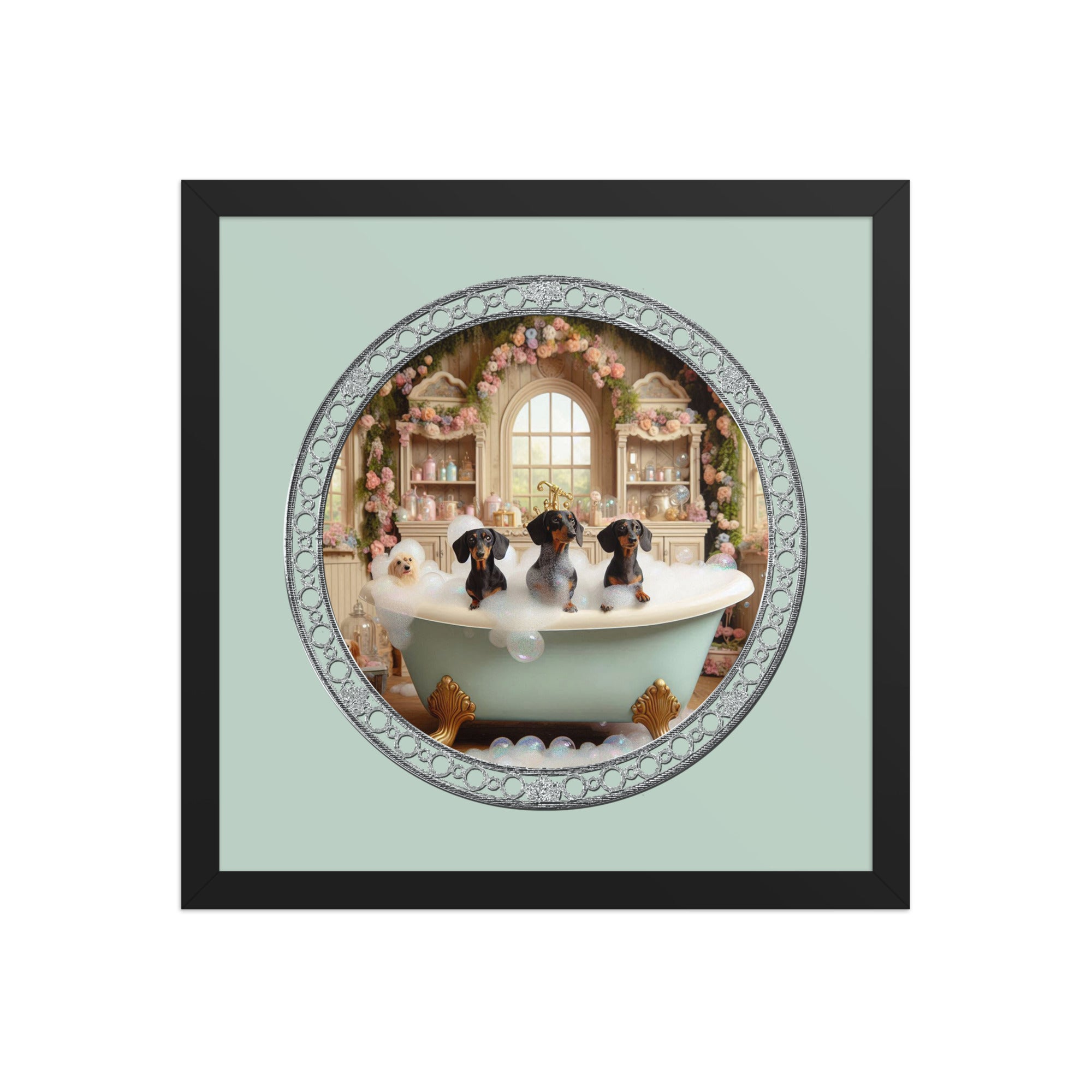 3 dachshunds in a tub - 14x14"