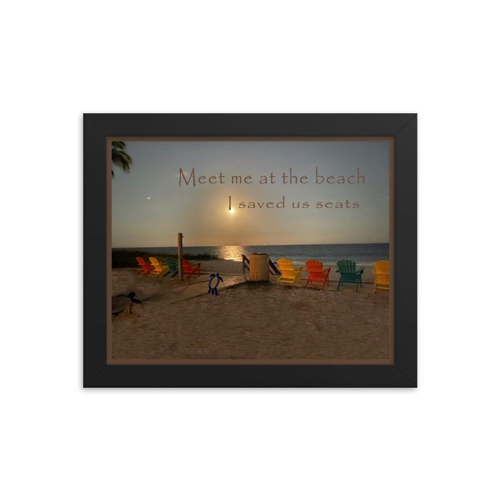 Moonrise over Ft. Lauderdale Beach Framed Wall Art - Wall Decor Poster