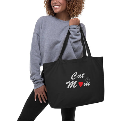 &quot;Cat Mom&quot; Large Organic Tote Bag - Women&