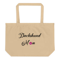 large organic cotton tote bag - Dachshund Mom - tan mockup