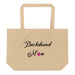 large organic cotton tote bag - Dachshund Mom - tan