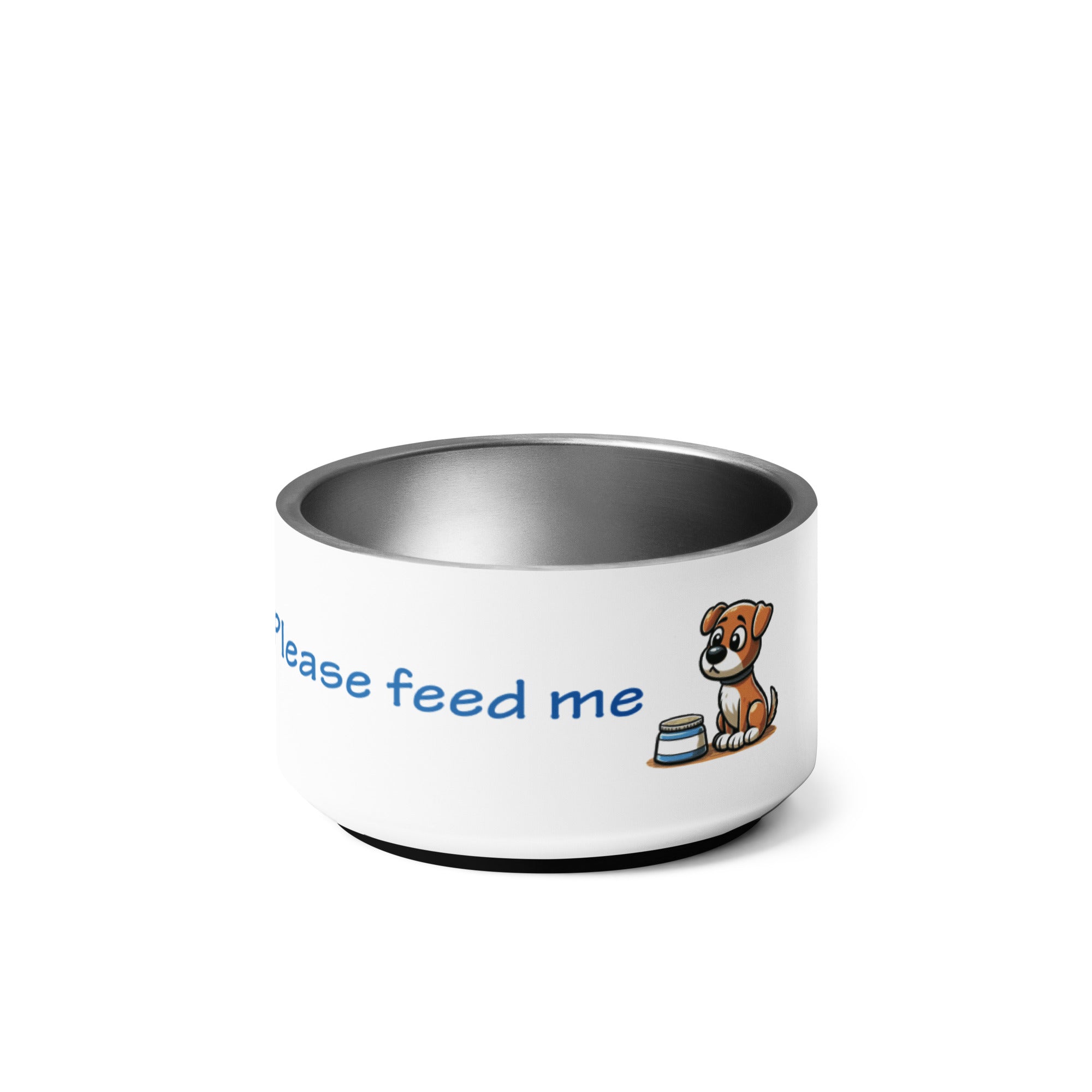 18 oz. stainless steel pet bowl - &quot;Please feed me&quot;