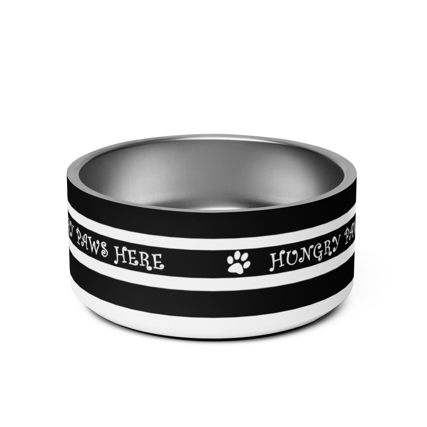 &quot;HUNGRY PAWS HERE&quot; 32 Oz Stainless Steel Food Bowl For Pets