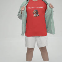 kids' unisex t-shirt with dachshund and "Team Dachshund" - red