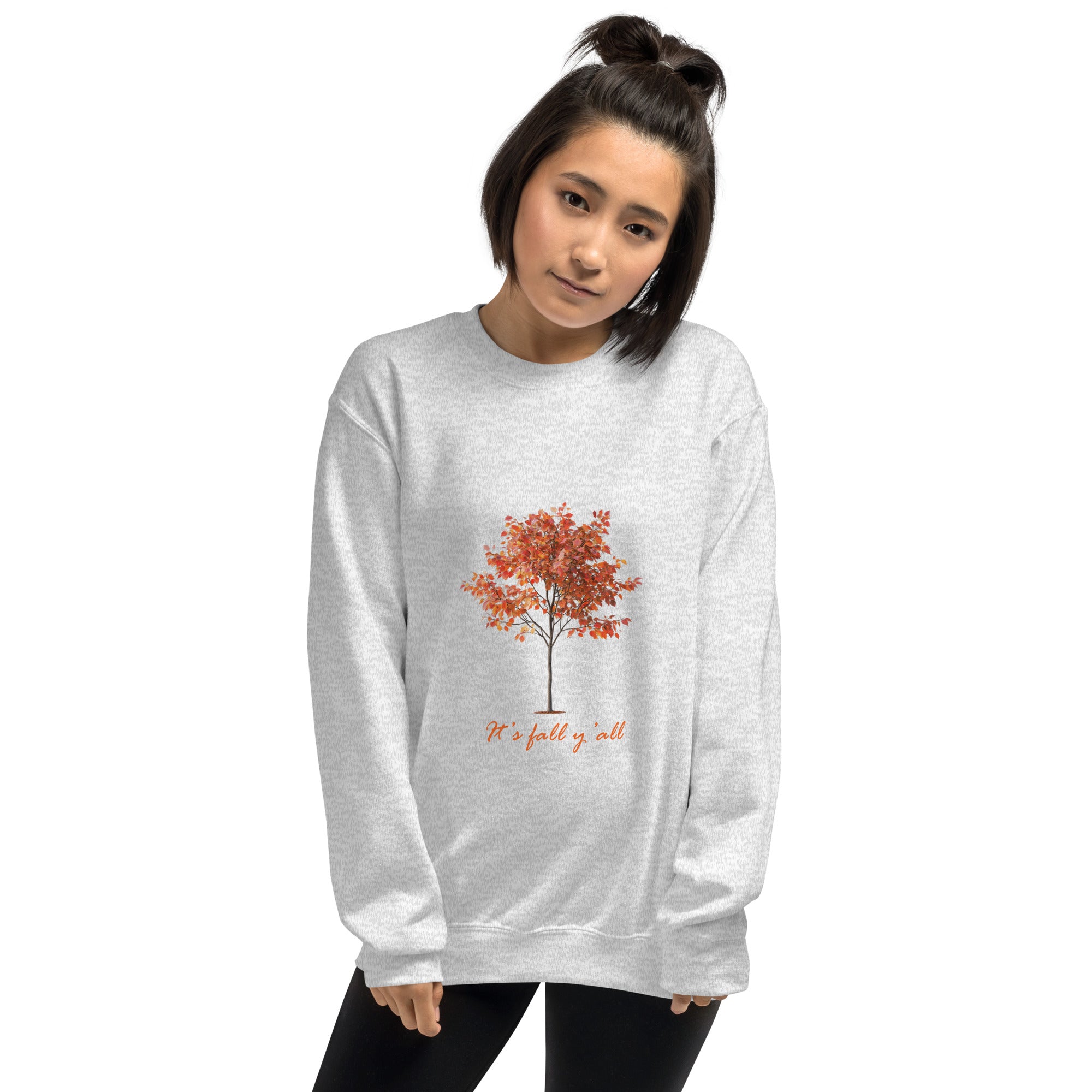 Light gray It's fall y'all  autumn tree unisex sweatshirt