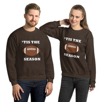 Brown unisex sweatshirt with football and "'tis the season"