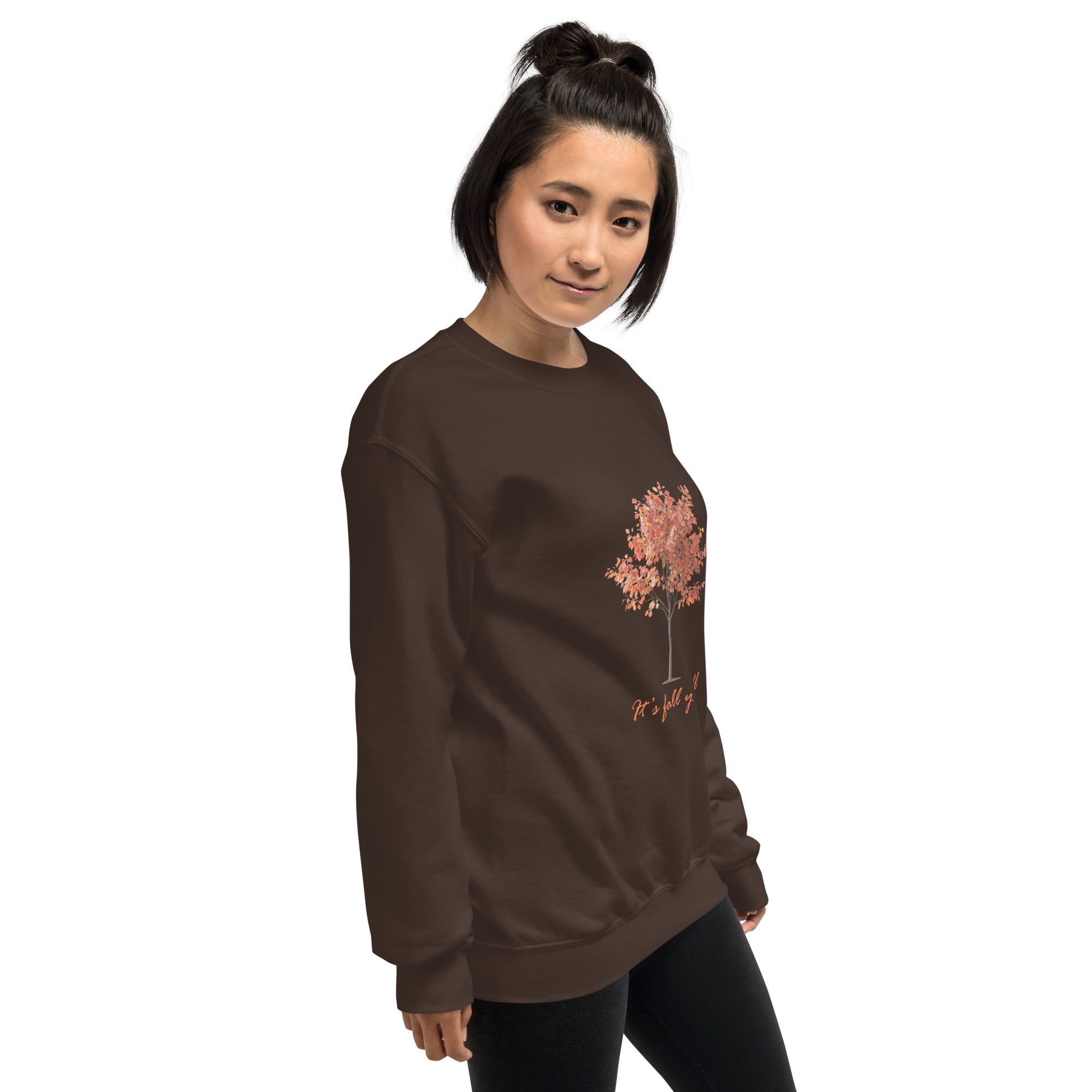 Brown It's fall y'all  autumn tree unisex sweatshirt