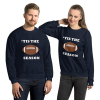 Navy Blue unisex sweatshirt with football and "'tis the season"