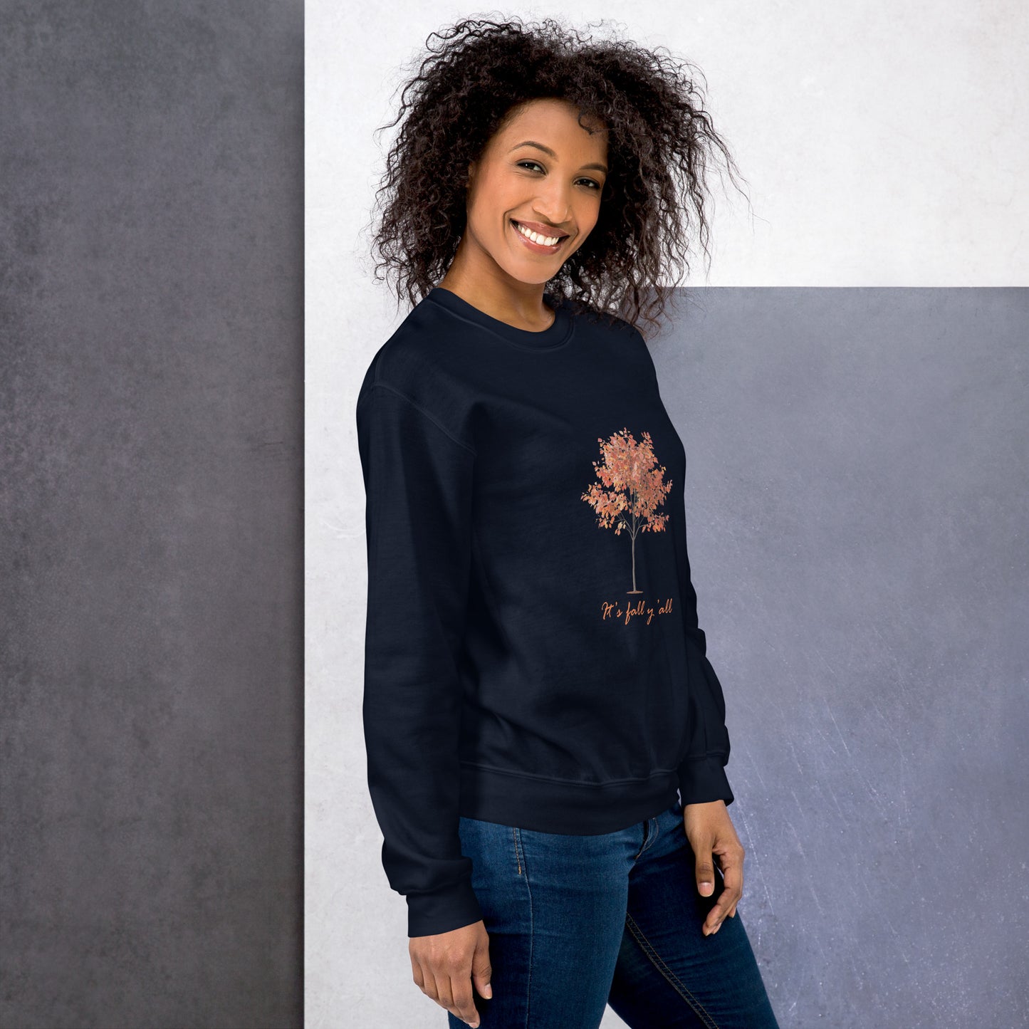 Navy Blue It's fall y'all  autumn tree unisex sweatshirt