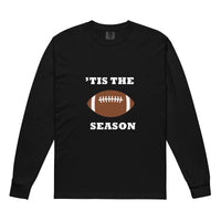 Black long-sleeve shirt with football graphic and 'TIS THE SEASON