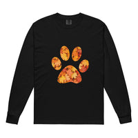Black long-sleeve shirt with autumn leaves paw print design