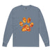 Light blue long-sleeve shirt with autumn leaves paw print design