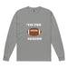 Gray long-sleeve shirt with football graphic and 'TIS THE SEASON