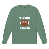 Green long-sleeve shirt with football graphic and 'TIS THE SEASON