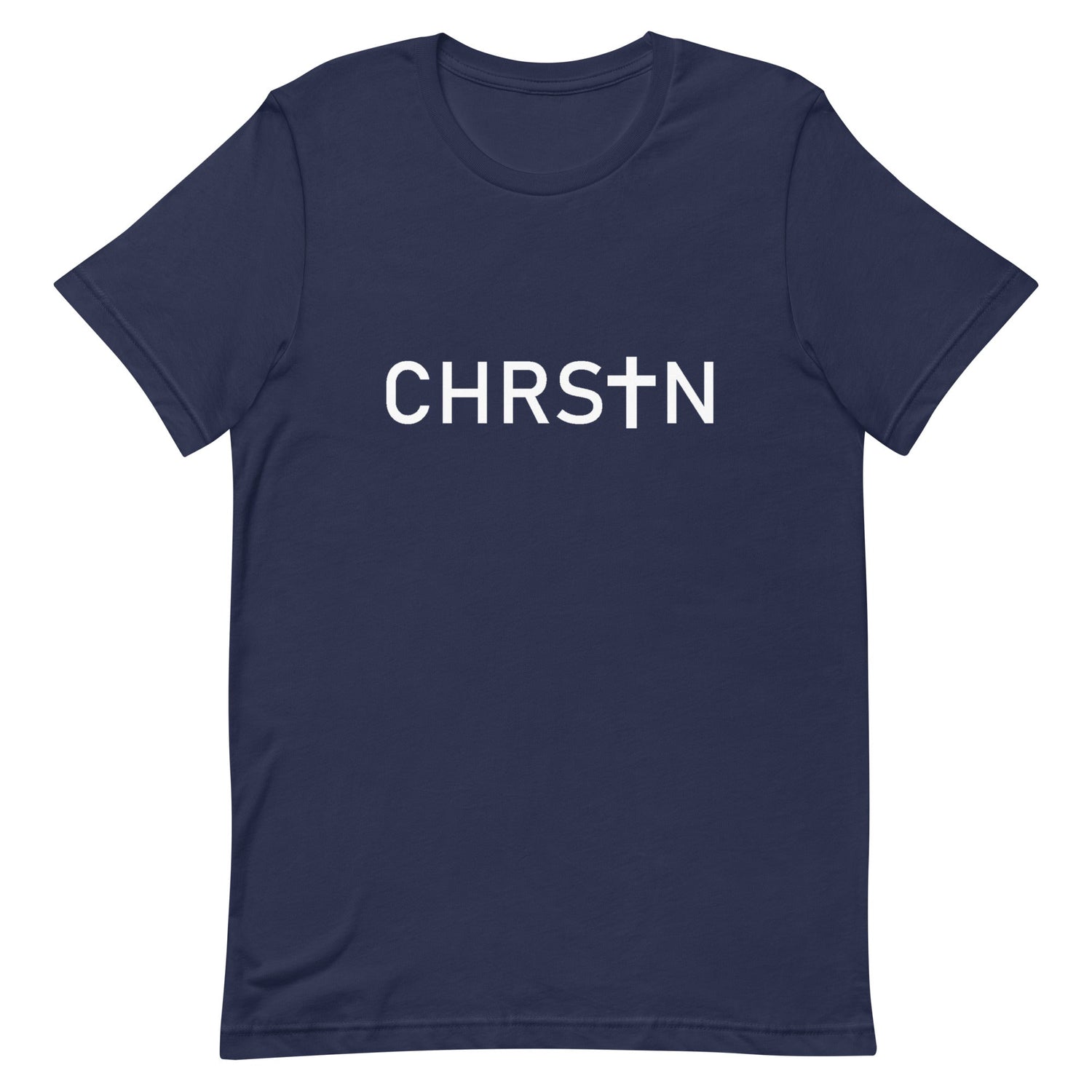 Navy Blue &quot;CHRS✝N &quot; Printed  T-shirt - Summer Short Sleeves Top 2024