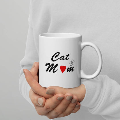 Ceramic Mug with Cat Mom Design - White Coffee Mug Online