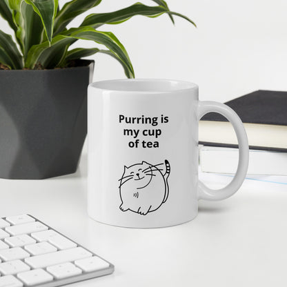 &quot;Purring is my cup of tea&quot; Printed Coffee Mug - Cat Lovers Mug Online